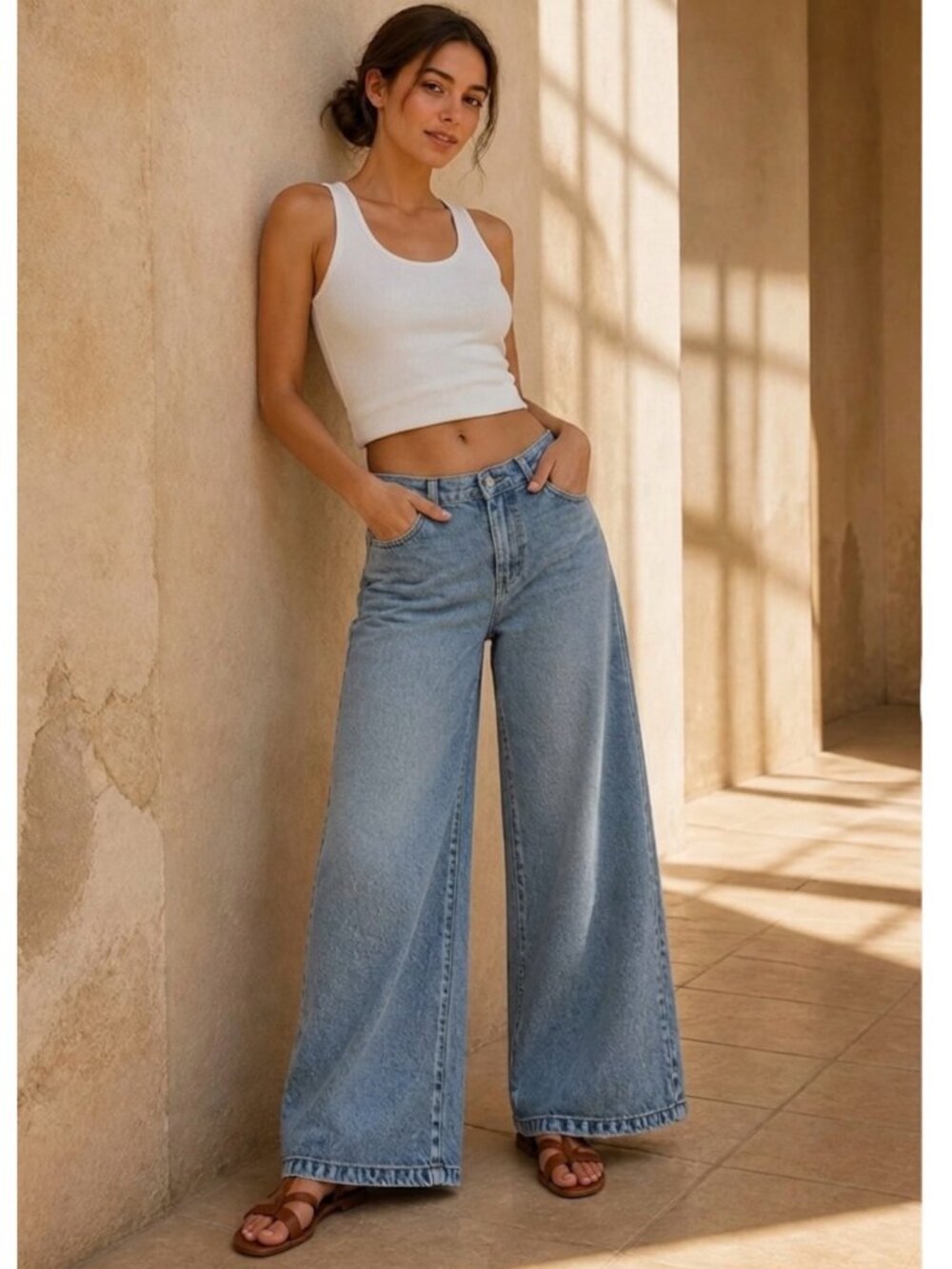 Joe's Jeans Low Rise Wide Leg Jeans 27 Light Wash Relaxed Grunge Minimalist - Picture 14 of 14
